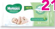 Huggies Natural Care Singles Wipes-64's Per Pack