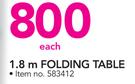 Campmaster 1.8cm Folding Table-Each