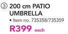 Out And About 200cm Patio Umbrella-Each