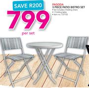 Pagoda 3 Piece Patio Bistro Set-Per Set