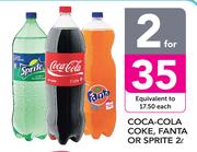 Coca-Cola Coke, fanta Or Sprite-2 x 2Ltr