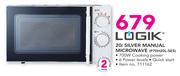 Logik 20Ltr Silver Manual Microwave P70H20L-SES