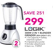 Logik 300W 2 In 1 Blender Grinder RSH-245611-01
