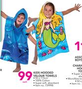 Kids Hooded Velour Towels-50 x 115cm Each