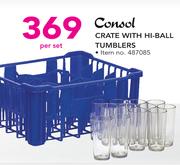Consol Crate With Hi-Ball Tumblers-Per Set