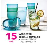 Assorted Hi-Ball Tumbler-Each