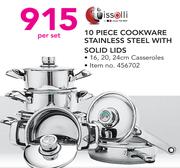 Tissolli 10 Piece Stainless Steel Cookware Set With Solid Lids-Per Set