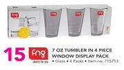 Fng 7 Oz Tumbler In 4 Piece Window Display Pack-4 Packs