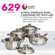 Tissolli 8 Piece Stainless Steel Cookware Set With Lids-Per Set