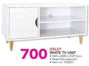 Oxley White TV Unit-H45 x W90 x D39.5cm