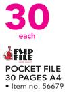Flip File Pocket File 30 Pages A4-Each