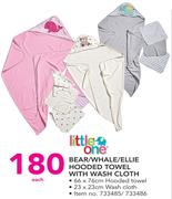 Little One Bear/Whale/Ellie Hooded Towel With Wash Cloth-Each