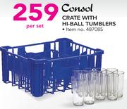 Consol Crate With Hi-Ball Tumblers-Per Set