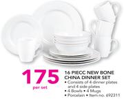 New Bone China 16 Piece Dinner Set-Per Set
