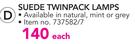 Suede Twinpack Lamps-Each