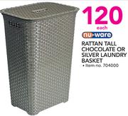 Nu-Ware Rattan Tall Chocolate Or Silver Laundry Basket