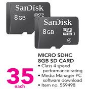 SanDisk Micro SDHC 8GB SD Card-Each
