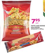 Fattis And Monis Macaroni/Spaghetti-500g Each