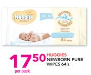 Huggies Newborn Pure Wipes-64's Per Pack