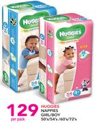 Huggies Nappies Girl/Boy-50/54/60/72's Per Pack