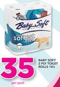 Baby Soft 2 Ply Toilet Rolls-18's Per Pack