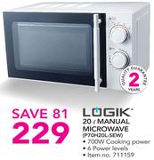 Logik 20Ltr Manual Microwave P70H20L-SEW