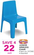 Sunny Junior Armless Chair Assorted