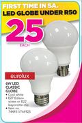 Eurolux 6W LED Classic Globe-Each