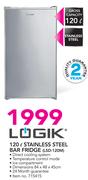 Logik 120Ltr Stainless Steel Bar Fridge LSD-120M
