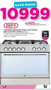 Defy 90cm 5 Burner Stainless Steel Gas Stove And Electric Oven DGS161