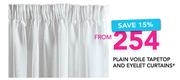 Decorland Plain Voile Tapetop And Eyelet Curtains