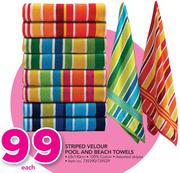 Striped Velour Pool And Beach Towels-Each