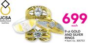 JCSA 9ct Gold And Silver Rings-Each