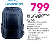 Kingsons Laptop Backpack Prime Series Black