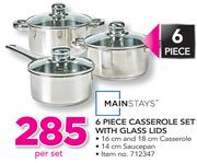 Mainstays 6 Piece Casserole Set With Glass Lids-Per Set