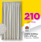 Always Home Linen Scroll 230x218Cm-Per Drop