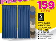 Sheraton Two Pack Assorted Jacquard Curtains 135x218-Per Drop