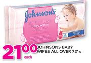 Johnsons Baby Wipes All Over-72's