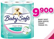 Baby Soft Mini White Toilet Tissue-9's