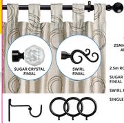 Decorland 25mm Aluminium Curtain Rods And Accessories Black 1.5m
