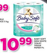 Baby Soft Mini White Toilet Tissue Paper-9's