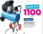 Tradeweld Compressor 50Ltr With 5 Piece Kit
