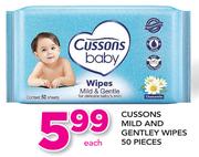 Cussons Mild And Gentley Wipes 50 Pieces-Each