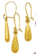 9Ct Gold And Silver Teadrop Earrings-Per Pair