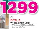 Ditalia White Baby Crib