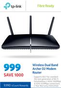 TP Link Wireless Dual Band Archer D2 Modem Router