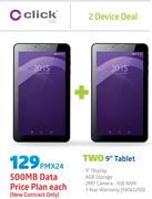 Click 9" Tablet (2 Nos)-On 500MB Data price Plan