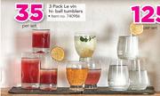 3 Pack Le Vin Hi Ball Tumblers-Per Set