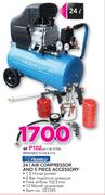 Tradeair 24Ltr Air Compressor And 5 Piece Accessory