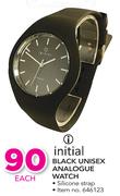 Initial Black Unisex Analogue Watch